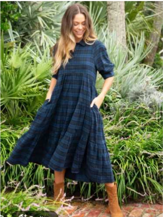 NATURAL LIFE Dresses & Skirts - NATURAL LIFE  Rebecca Tiered Cotton Blend  Flannel Women’s Midi Dress Size M